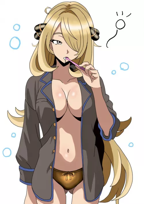 Cynthia Brushing Her Teeth [Pokemon]