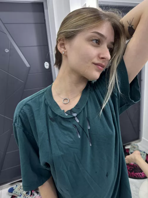 I got my face and T-shirt dirty