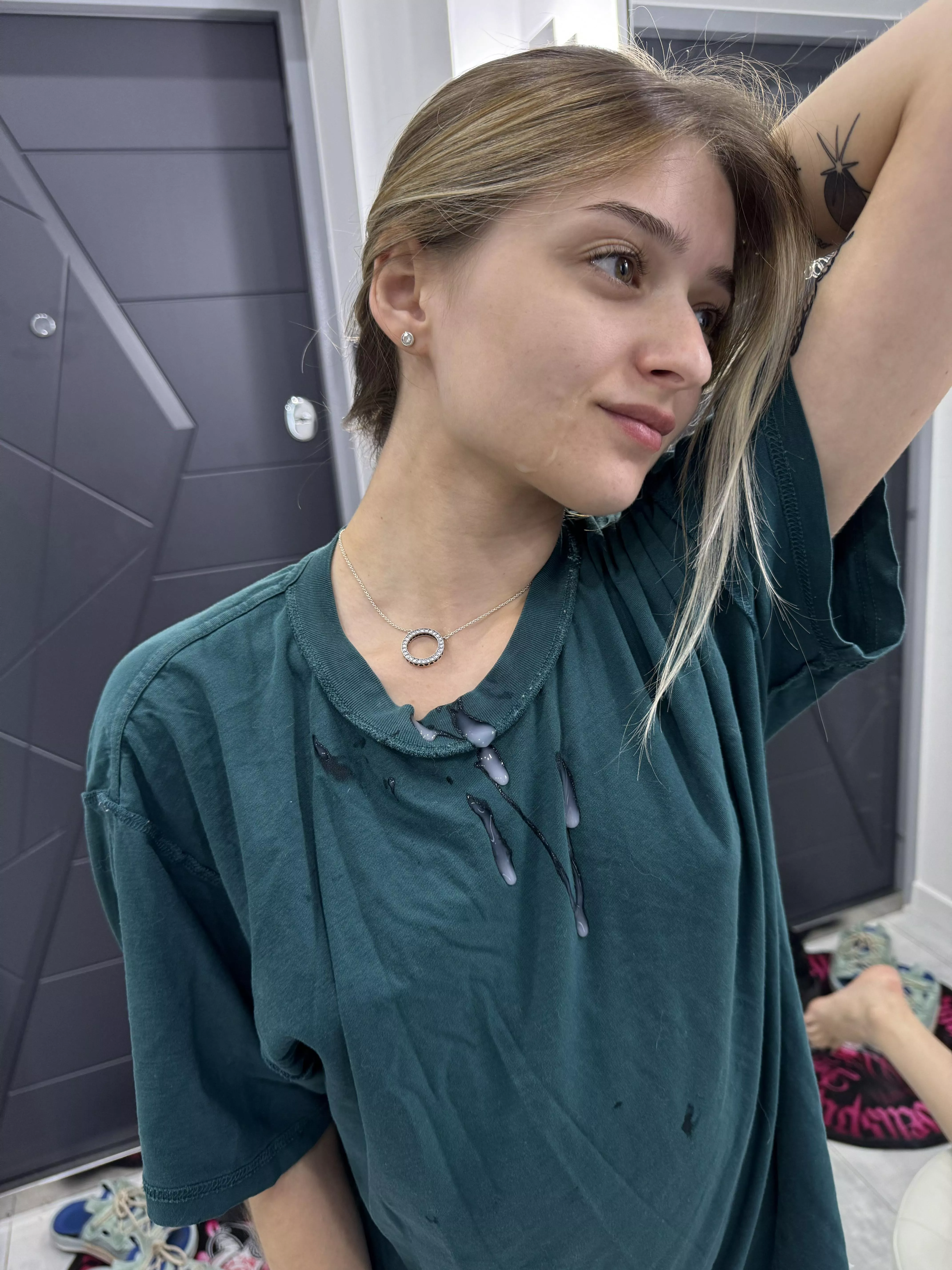 I got my face and T-shirt dirty