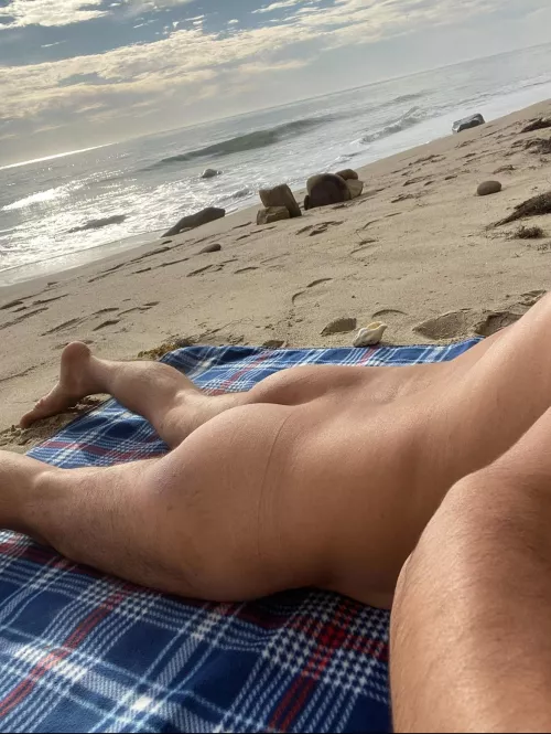 Sun is out hitting the beach before it gets too hot 