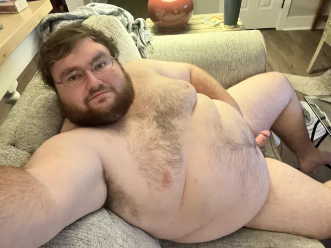 Felt sexy naked on the couch.