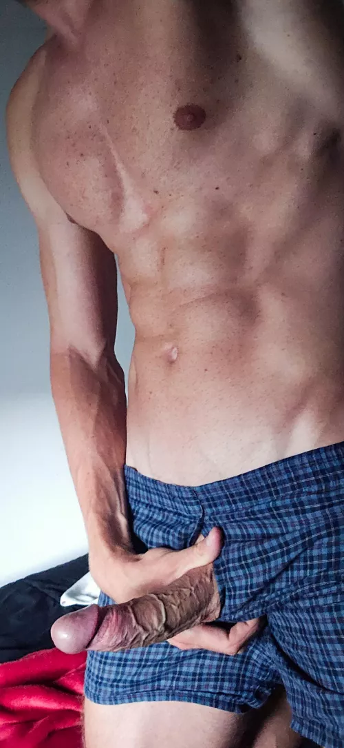 Good morning wood. I literally woke up with my hard dick sticking through the fly