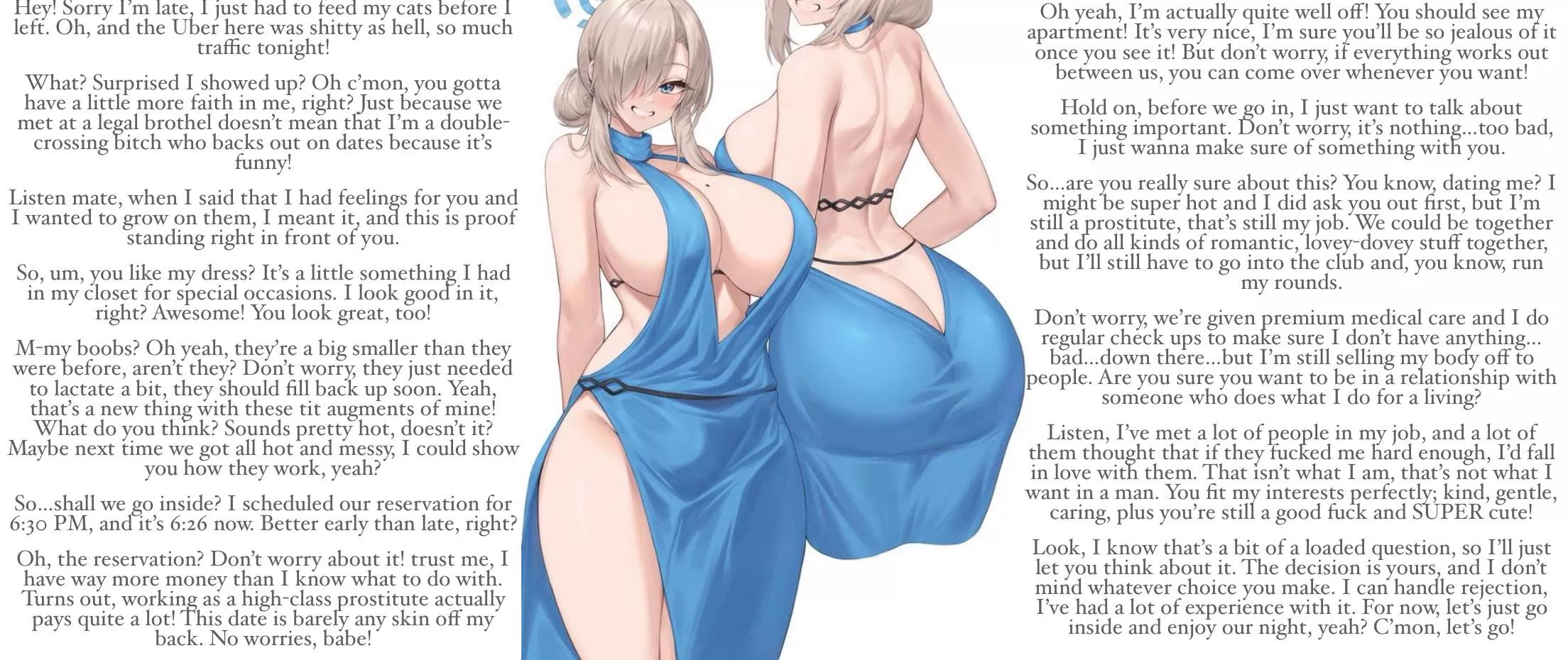 Sometimes we find love in strange places: pt. 2 [prostitute] [date] [second guessing] [romance] [love?] [the choice is yours]