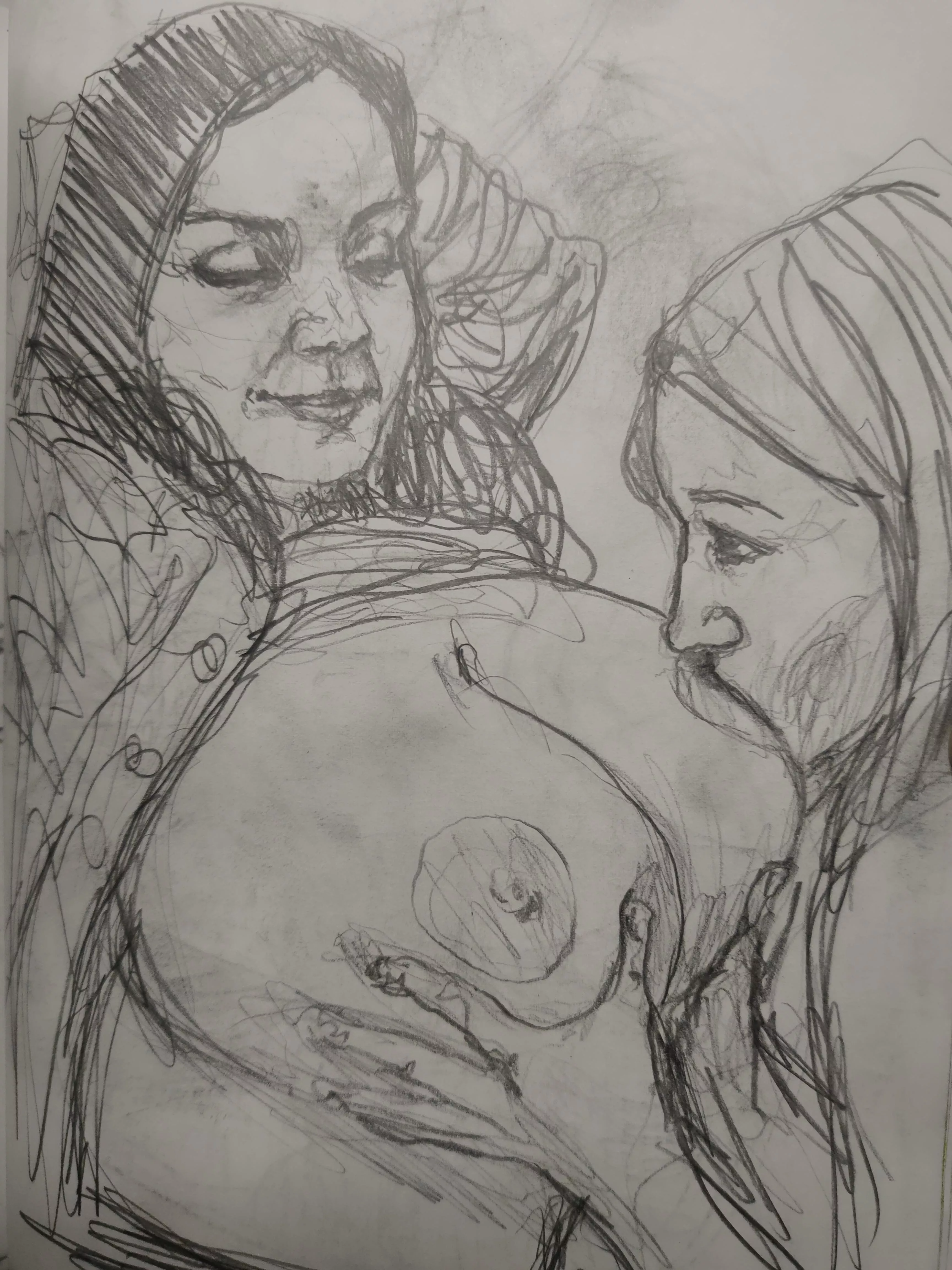 Another sketch of a big suck on Milena's breasts