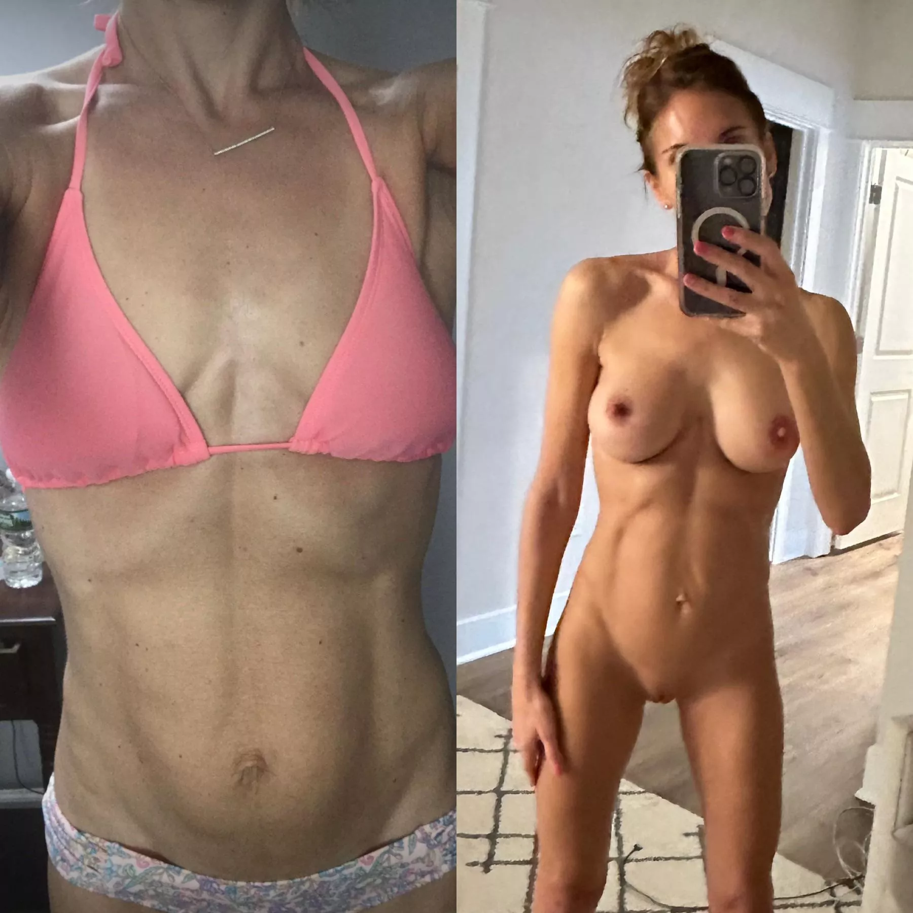 Bikini, no boobs…….naked with a new rack