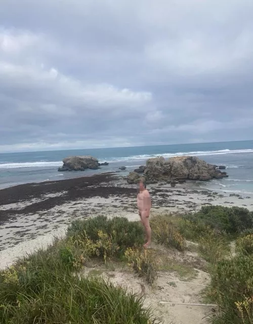 Checking for a good spot on the beach 