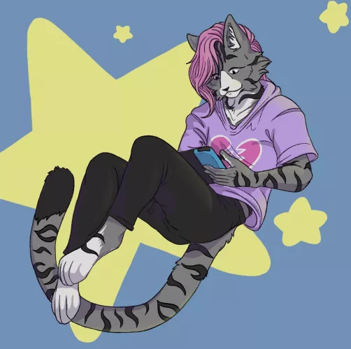 I love my cat boy (art by me)