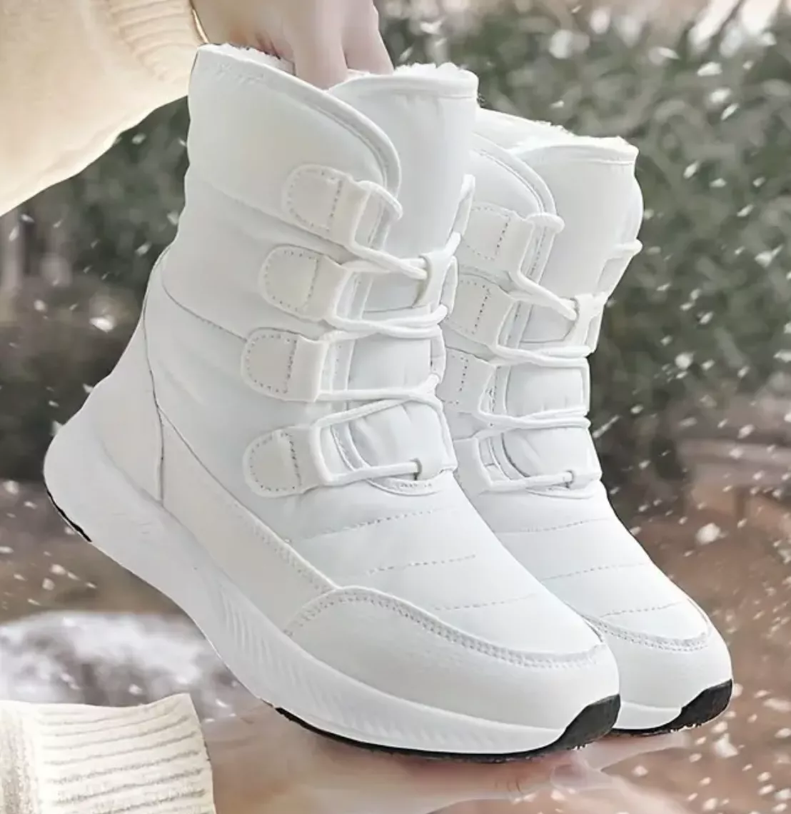 Looking for recommendations for white snow boots that look like this. Google keeps showing me trash from Temu or Snowboarding boots.