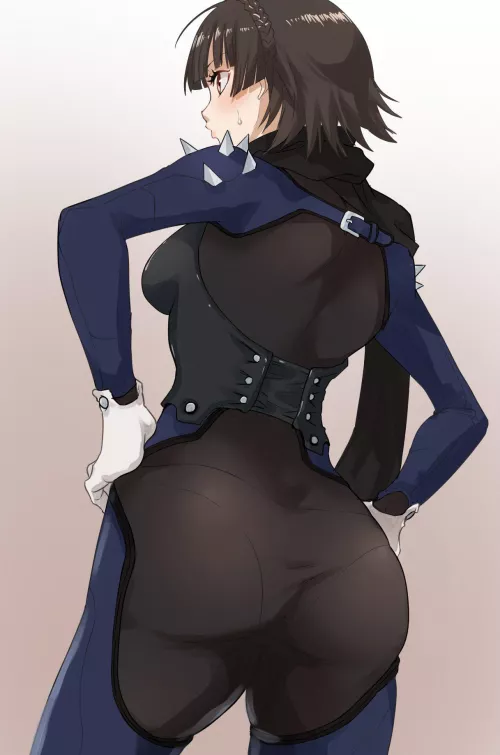 Makoto in her skin-tight suit (kurosususu)