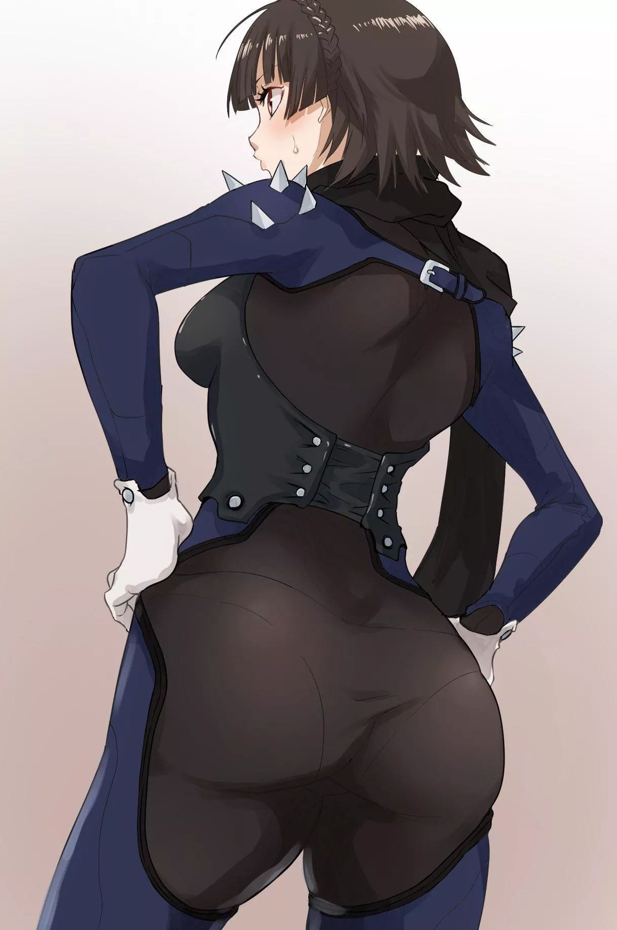 Makoto in her skin-tight suit (kurosususu)
