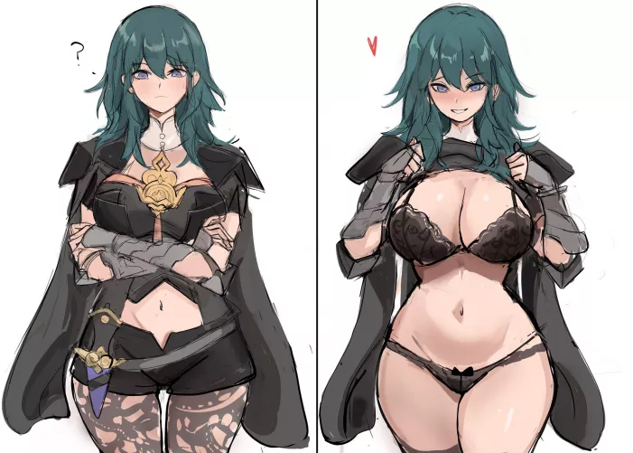 Byleth revealing and offering her thick body