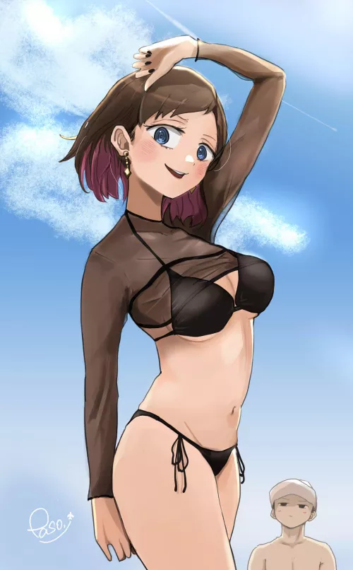 Kana Wearing Her Black Bikini