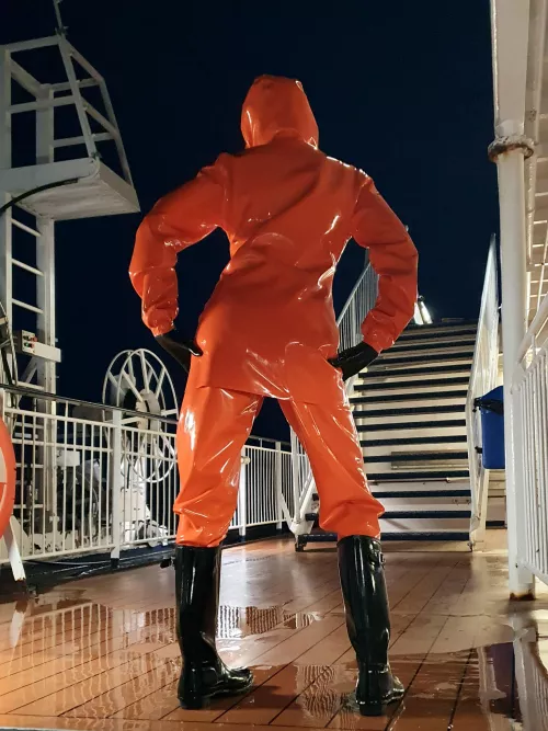 In full latex on the cruise ship!