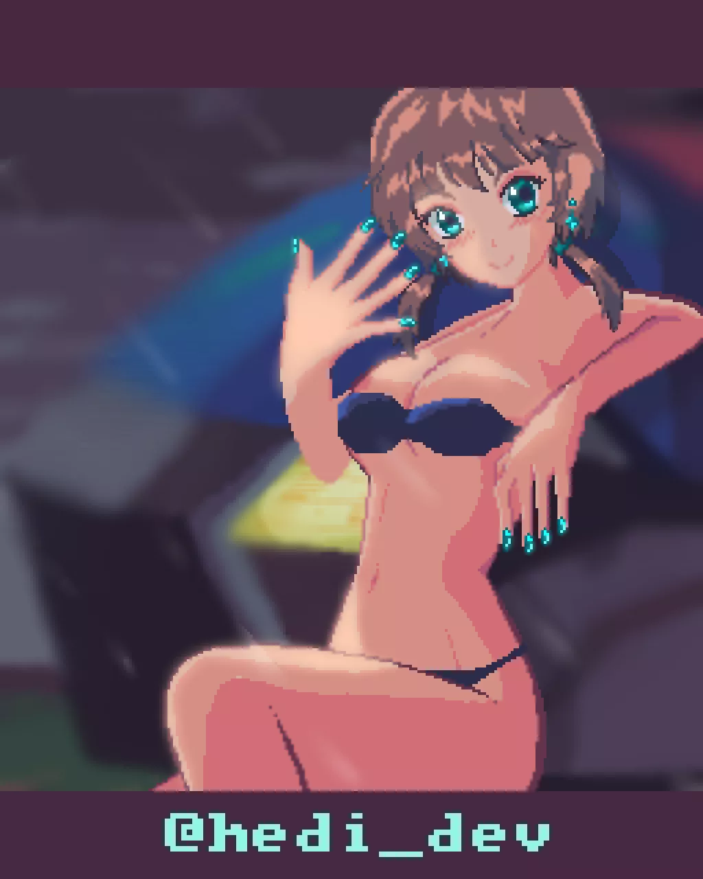 (Update)  My game protagonist Yora next to her aircraft 