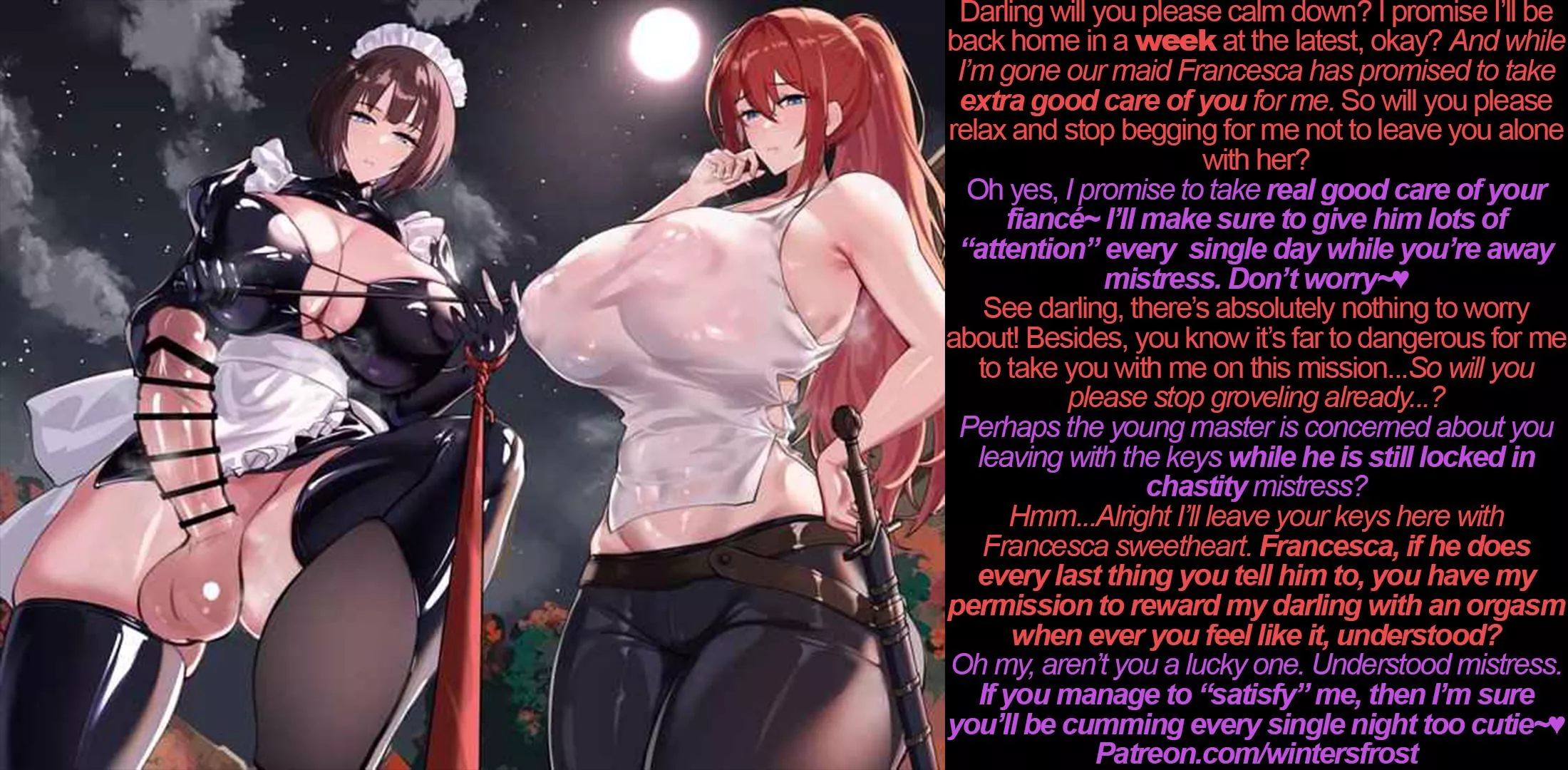 Your future wife seems totally oblivious to the fact that her hung futanari maid has been treating you as her personal 