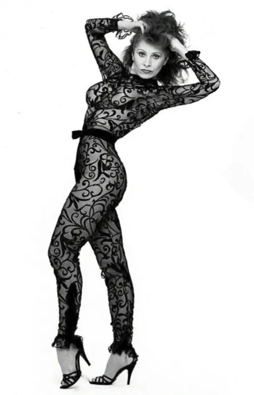 Anita Morris (in her costume from the 1982 Broadway production of the musical 'Nine')