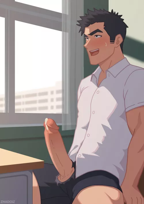 Boner rips through your shorts in class (By swx147852) 