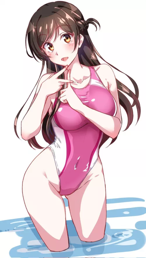 Chizuru Mizuhara Wearing Her One-Piece Swimsuit (Rent A Girlfriend)