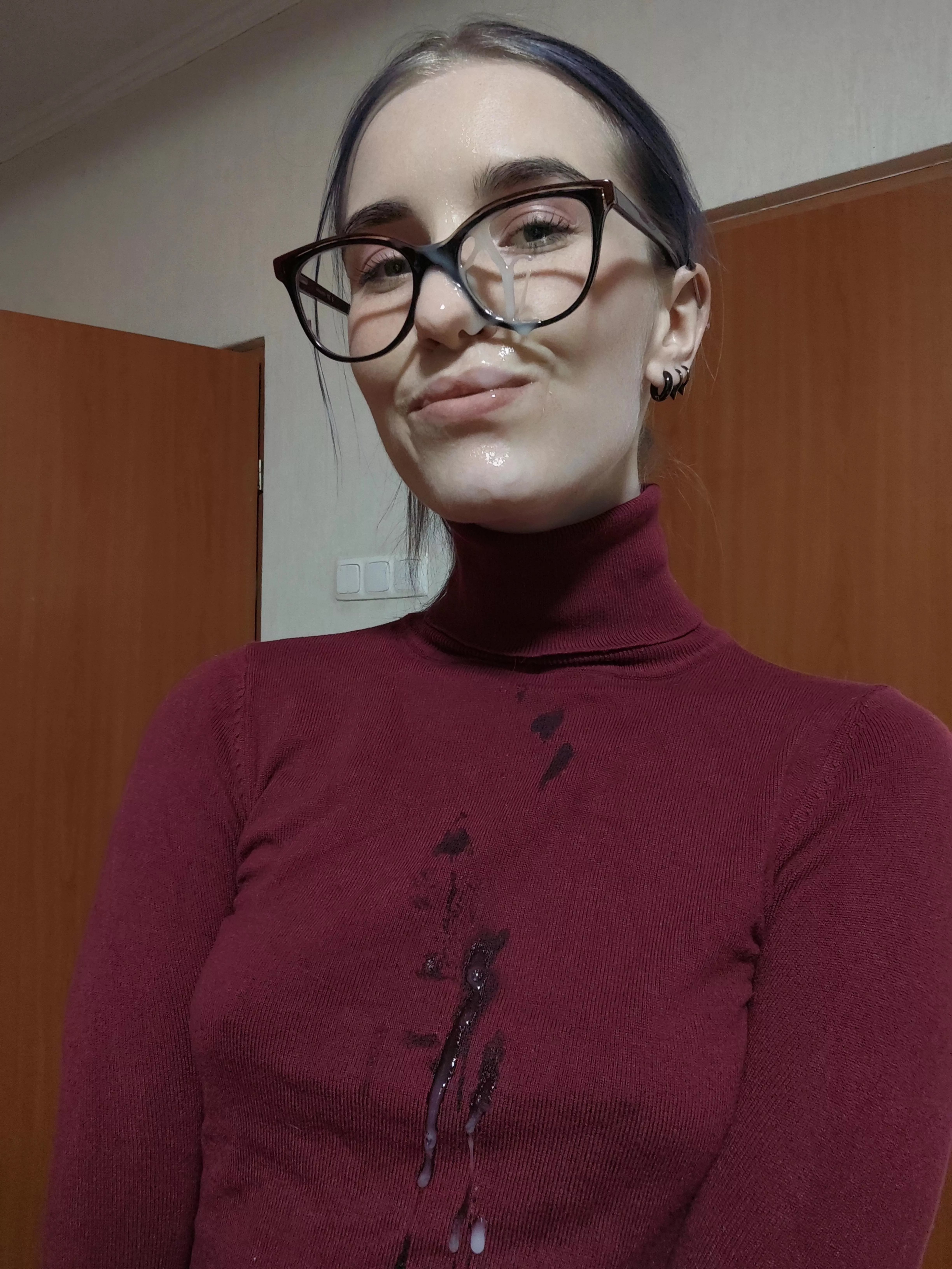 It's so cute that you splattered my glasses with your protein treat