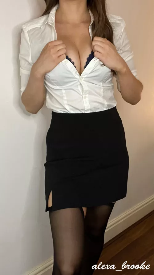 Showing off my cleavage in my work outfit