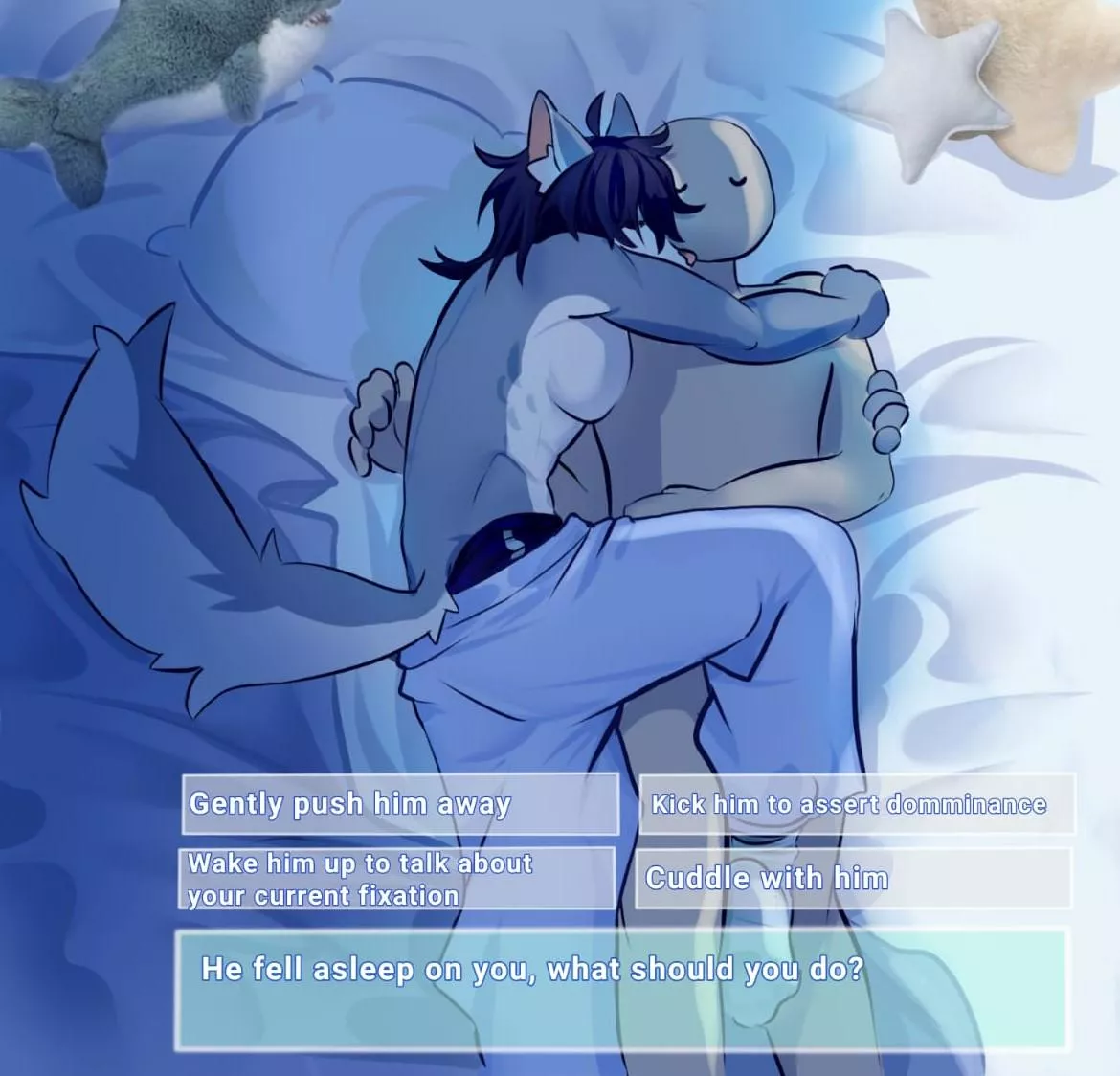 Bro loves to cuddle a little too much [art by me]