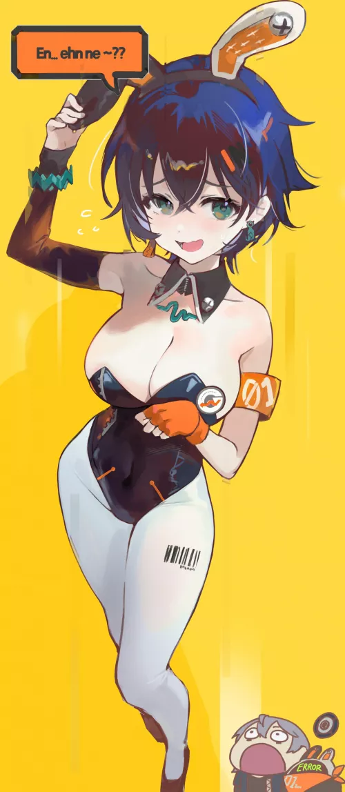 Trying on a bunny outfit