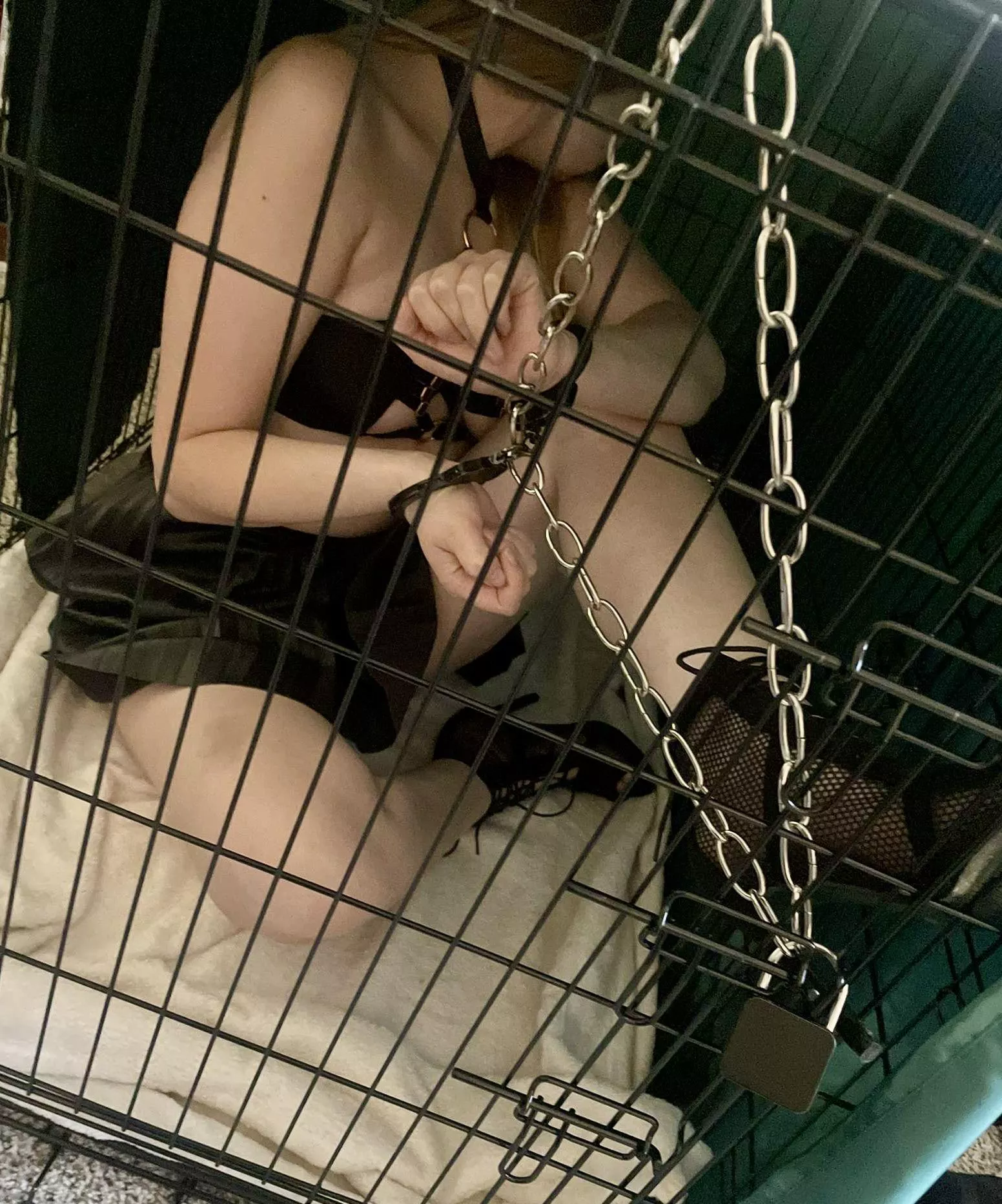 Bad girl in her cage. 