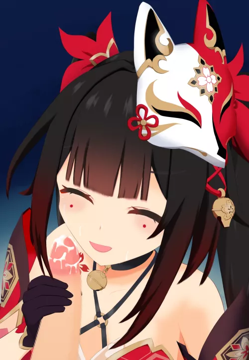 Mmmm... Your cock tastes great~ Did you have some pineapples ever since I told you it makes cum taste sweeter~? ehehe~ You're sooo great for that~