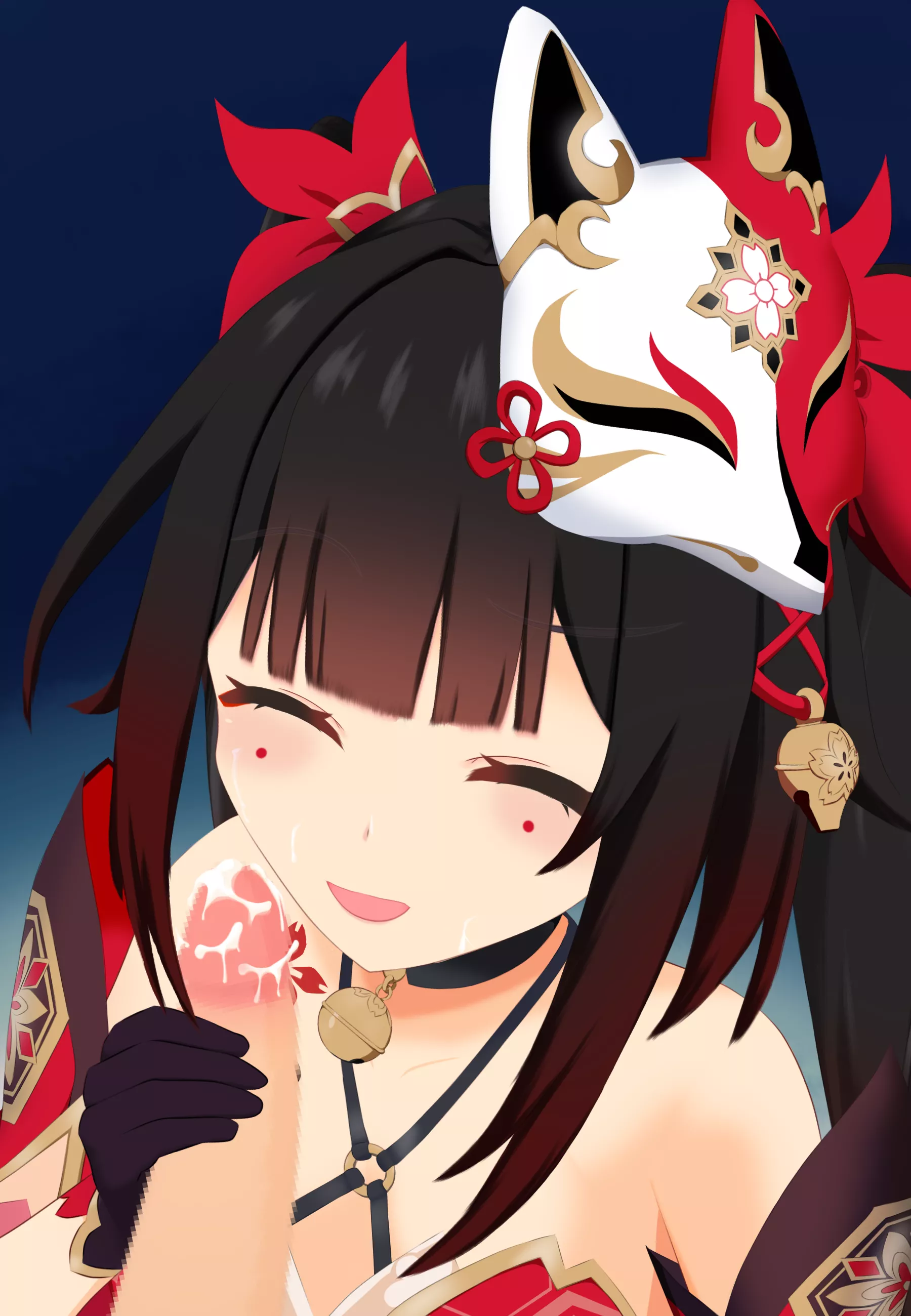 Mmmm... Your cock tastes great~ Did you have some pineapples ever since I told you it makes cum taste sweeter~? ehehe~ You're sooo great for that~