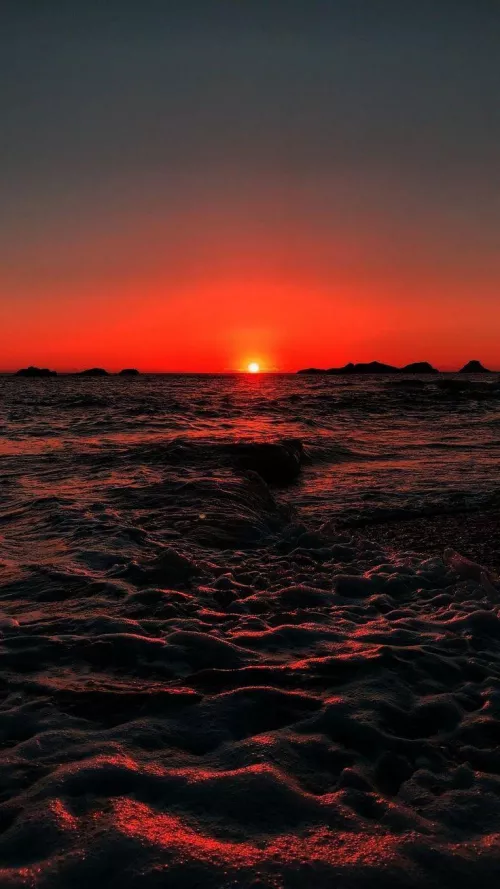 Red sun on the dark river