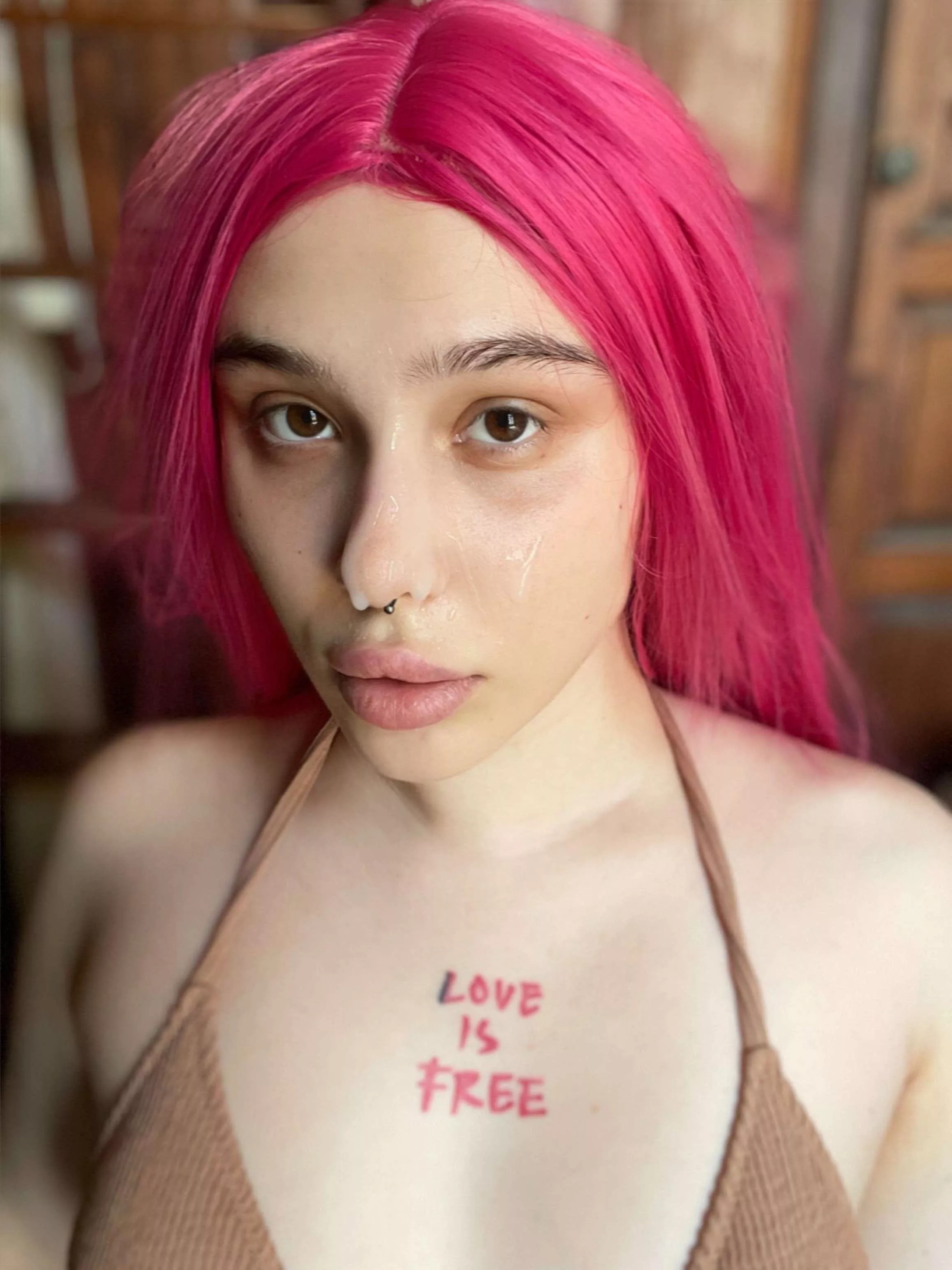 My boyfriend said I look “adorable” in this photo… is it even possible to look cute with a face full of cum?