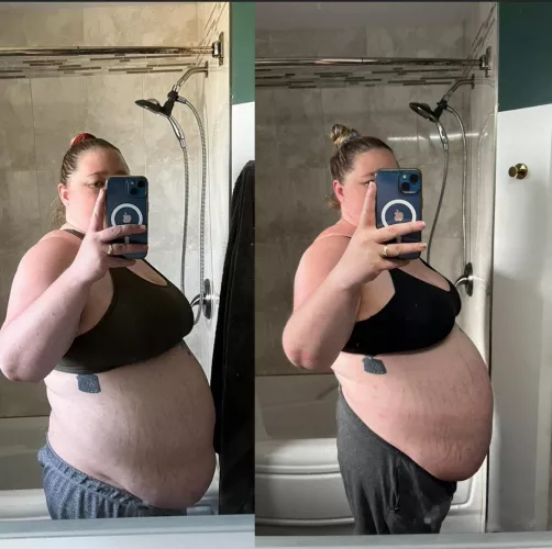 One month progress, look at the belly hang 