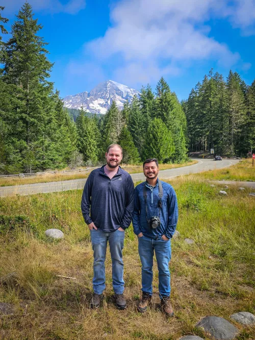 Husband and I got Mount Rainier in the background. It was a happy place!