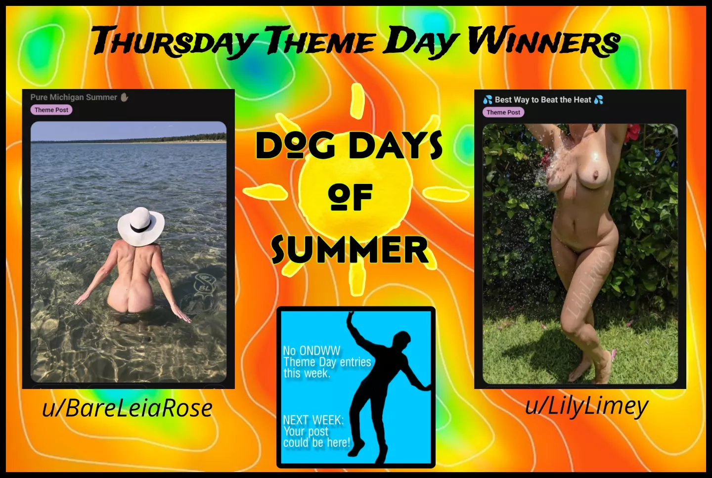 Congrats to last week's Thursday Theme Day winners, LilyLimey and BareLeiaRose! 