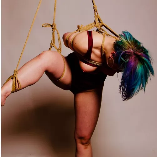 next, full suspension 😈 but i really wanted to show off my hair ! 🌈