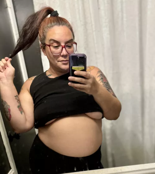 Straightened and put in a high pony 