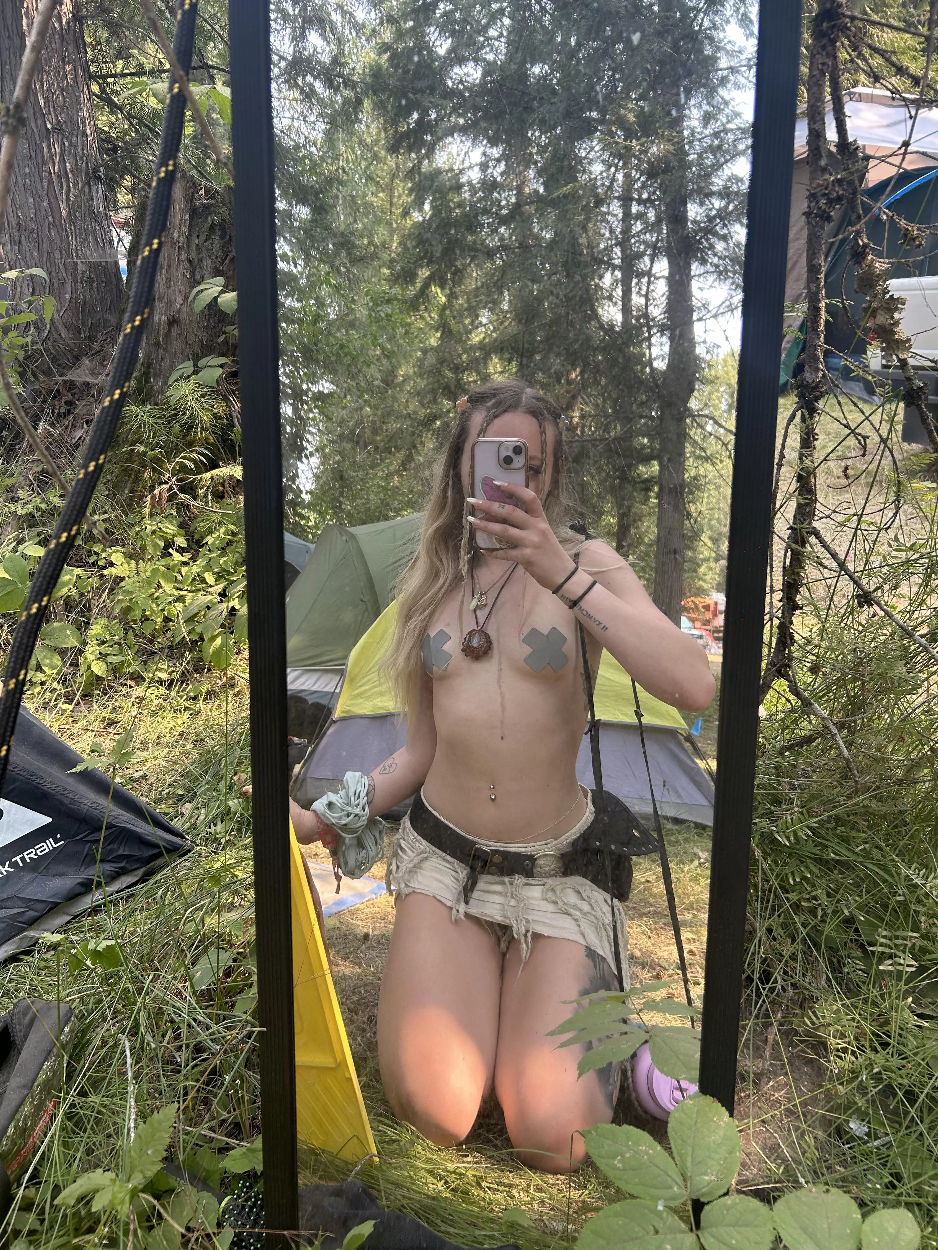 Went back to my tent and played with my pussy after this pic 😛