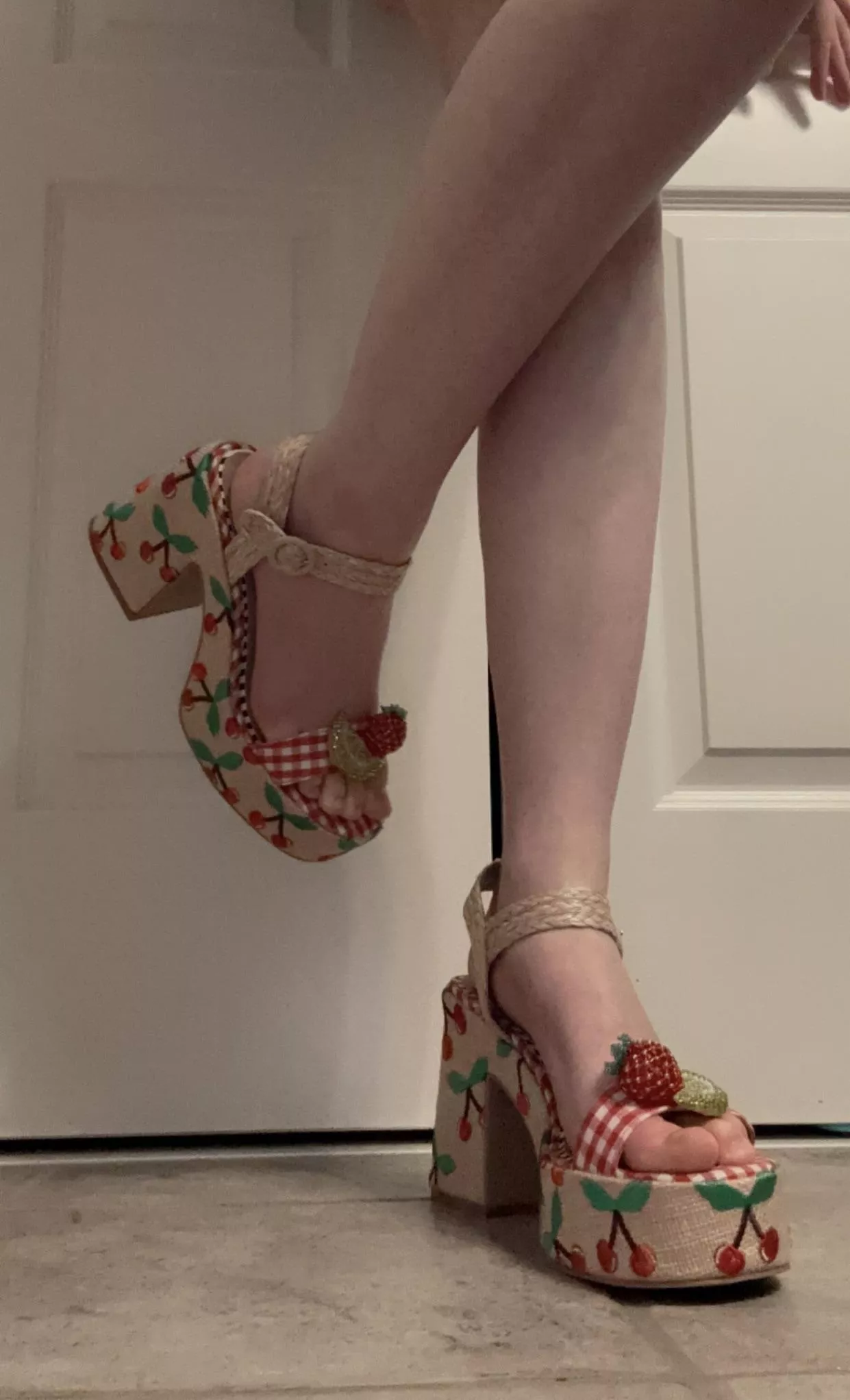 fruit-themed heeled sandals 