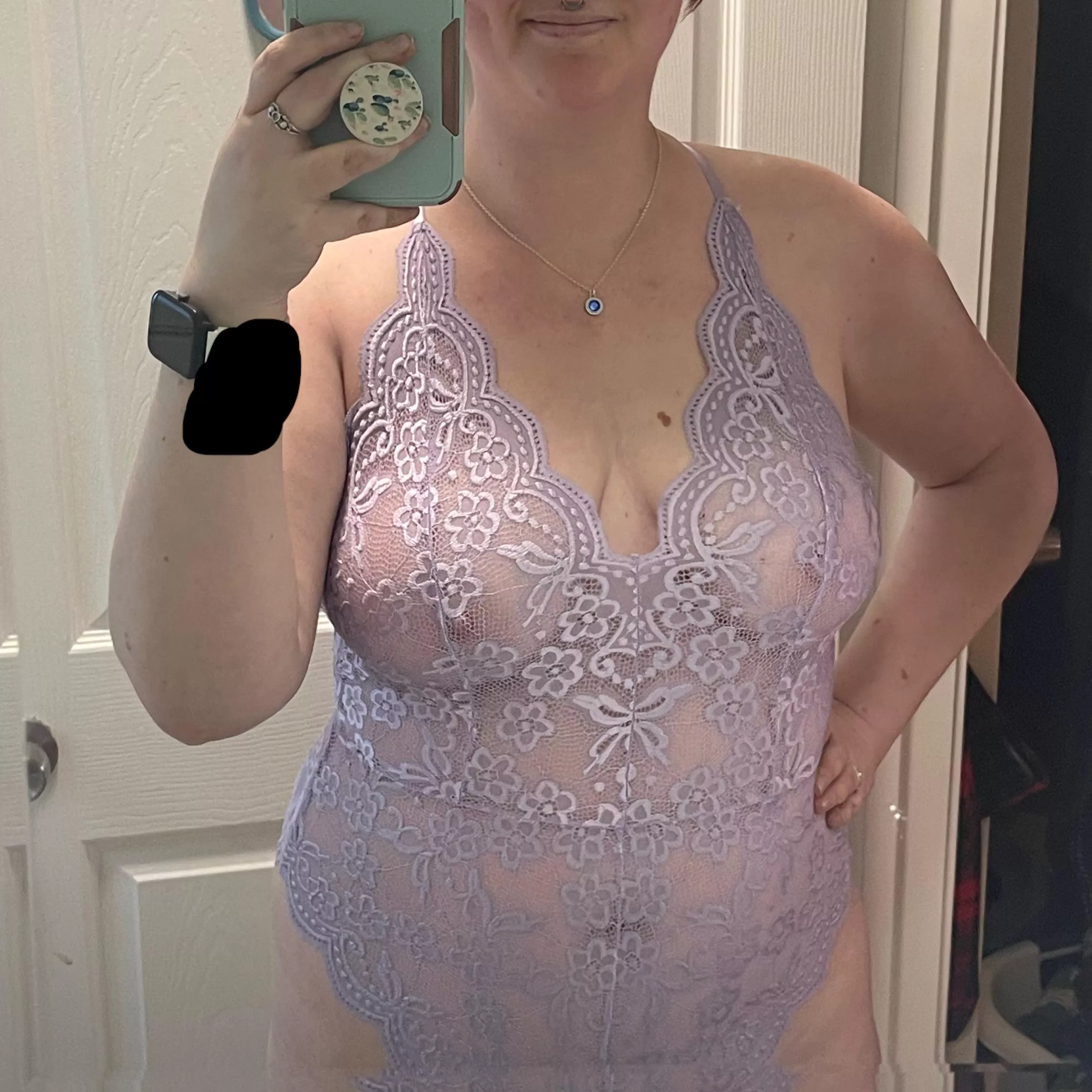 Lavender bodysuit featuring my dimple 😏💜