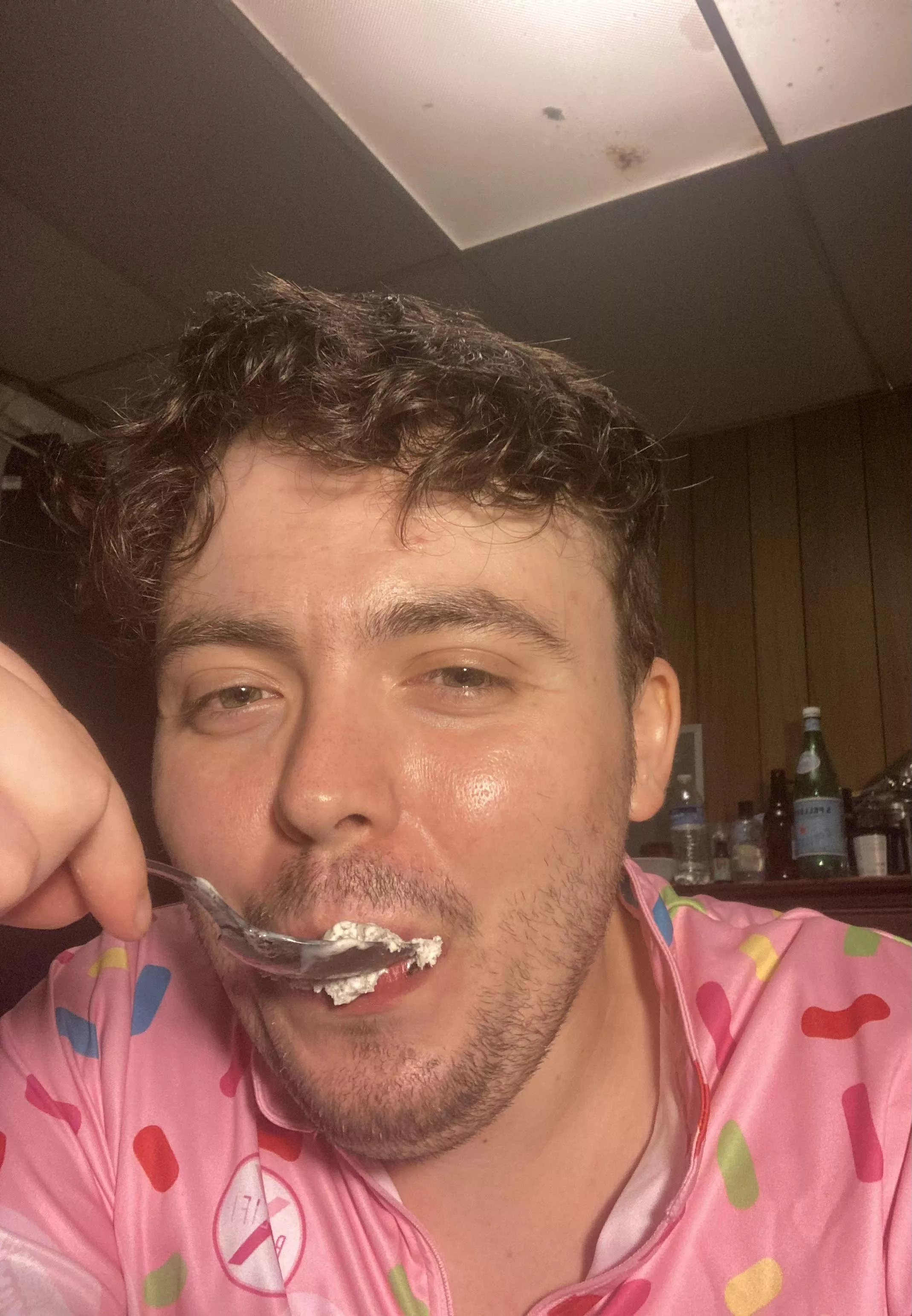 Me eating ice cream in my ice cream bowling shirt cause I’m a HEATHEN 😂😘