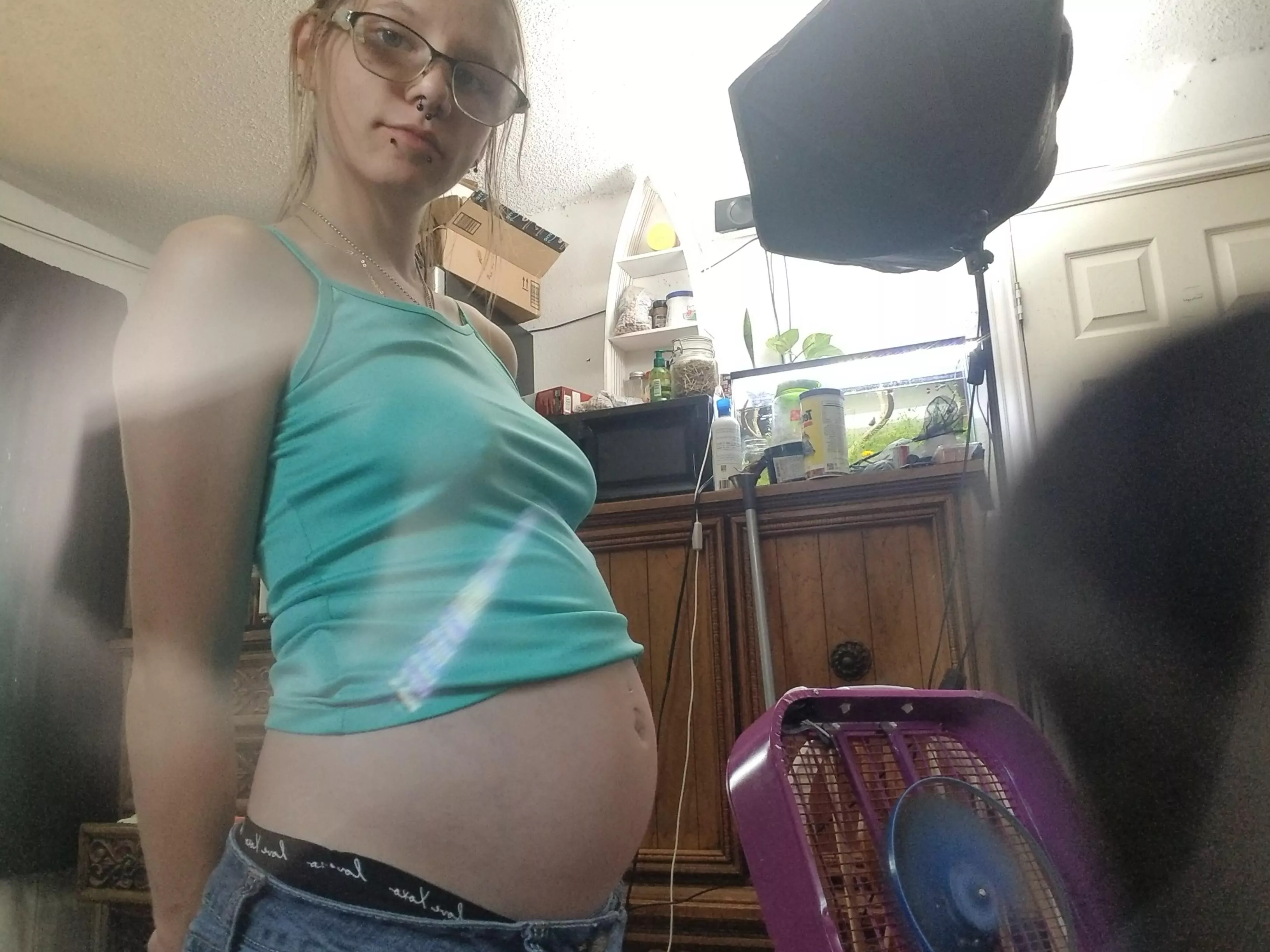 Do you think I'm cute with this big bump and hard nipples? So sorry about the lenses flare