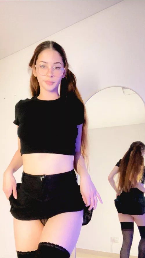 black shirt, glasses on, admiring me, craving ur touch babe