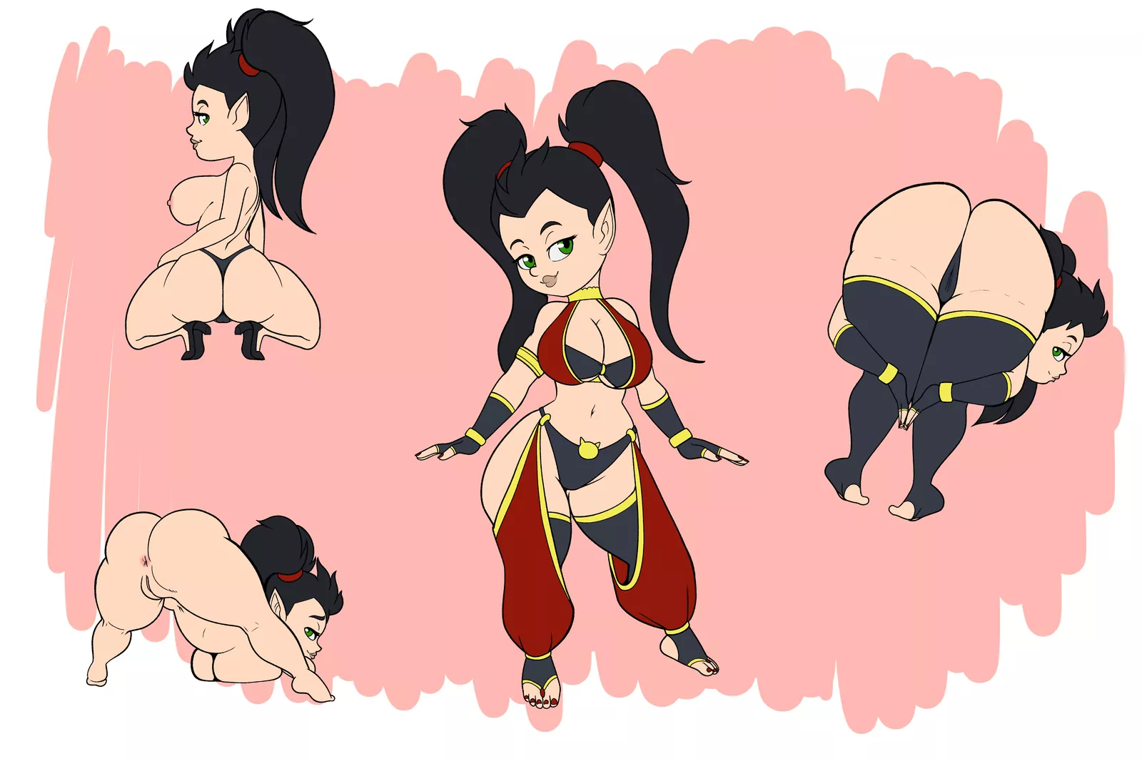 Lexi Loveheart, Halfling Bard, showing off her assets. [Artist Fourssss]