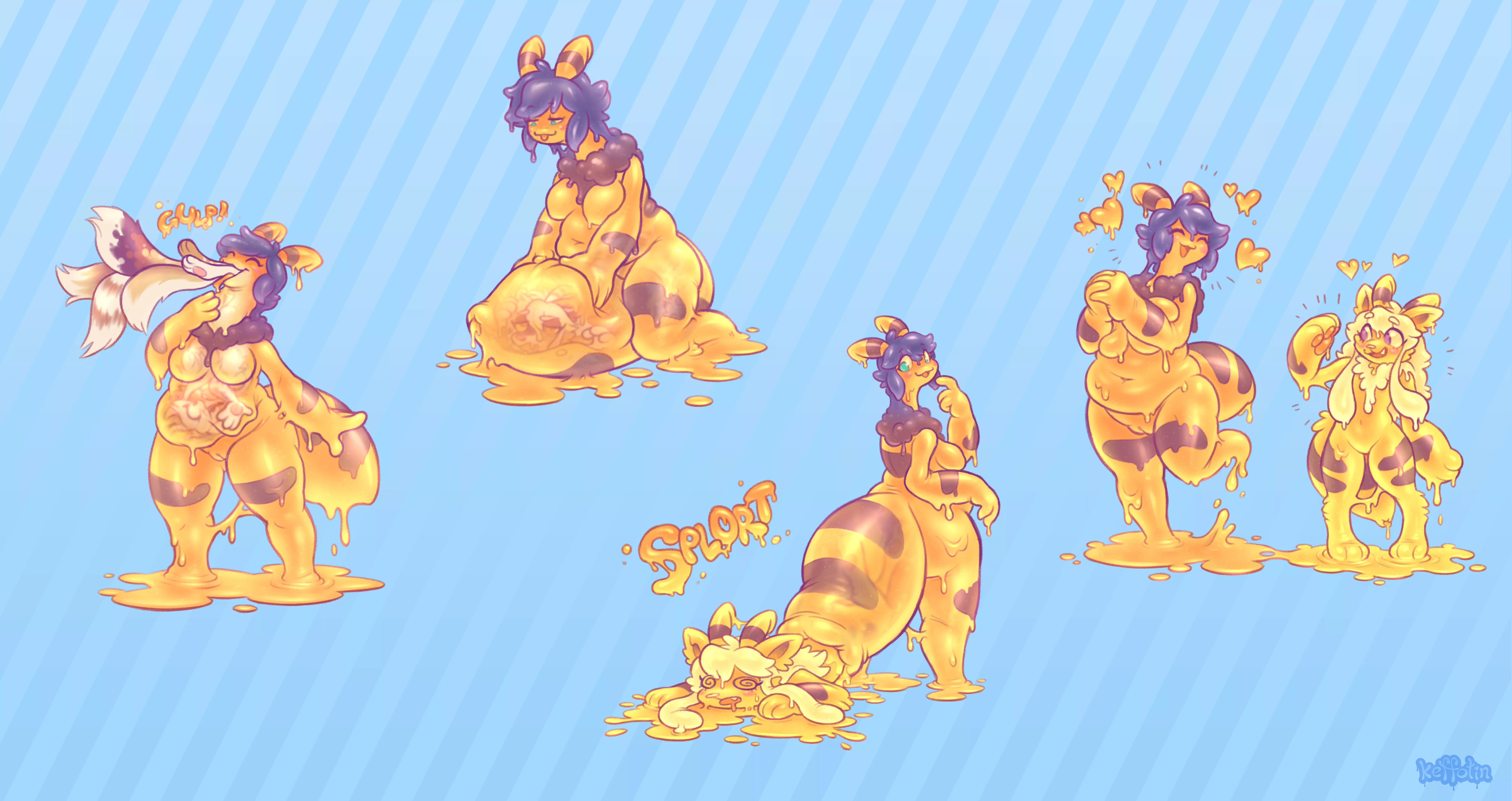 Sweety Swallows (keffotin) (furry women -> goo furry women) (vore transformation)