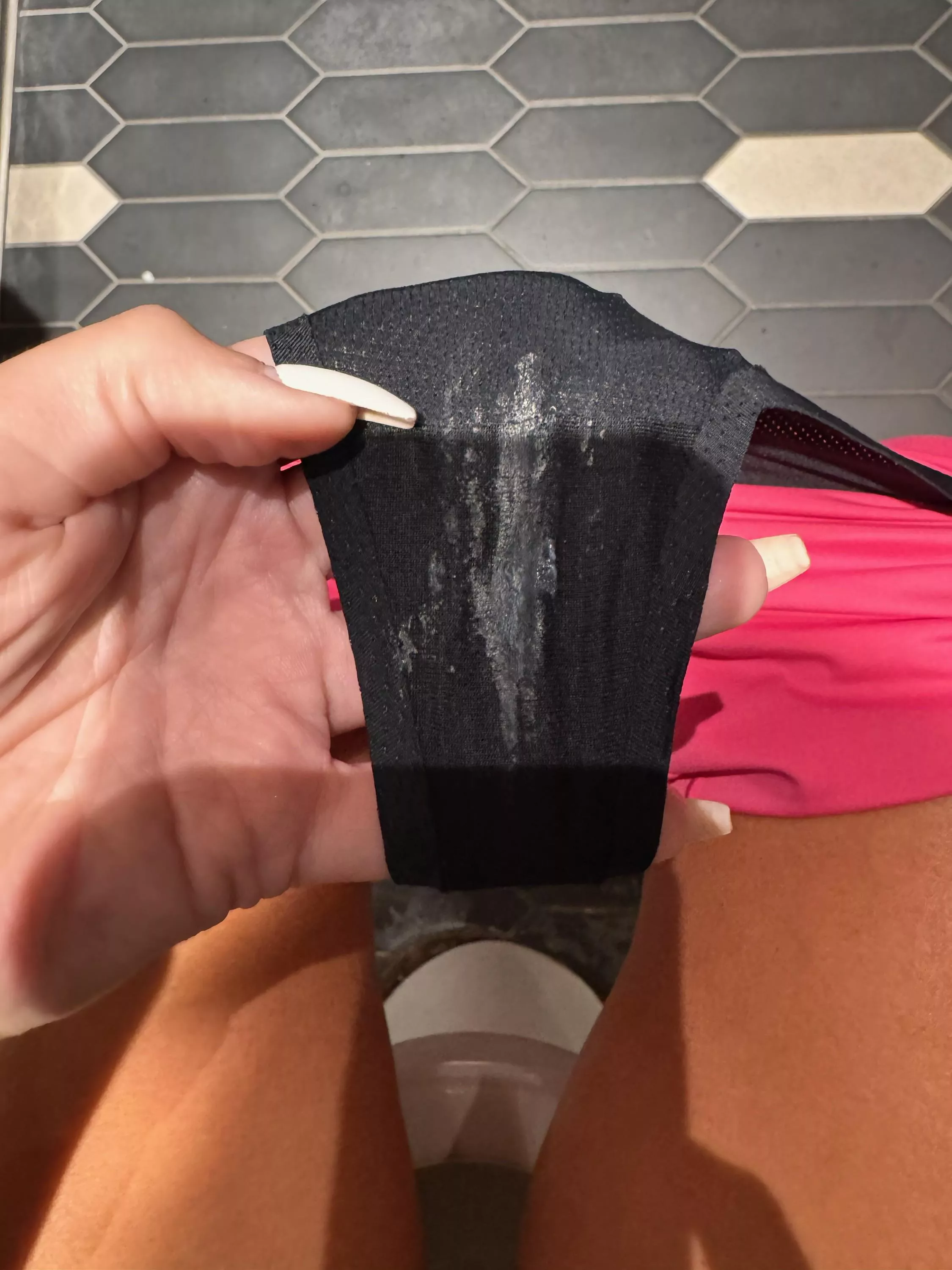 Mommy juice all in this thong.  Taste it or smell first? 