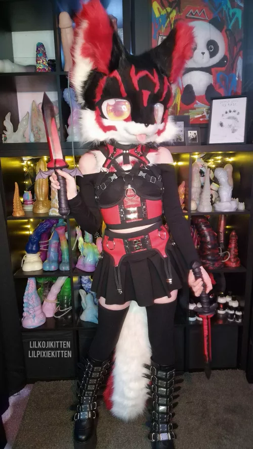  My swords are dildos, they were custom made as a present to match my fursuit, Koji 