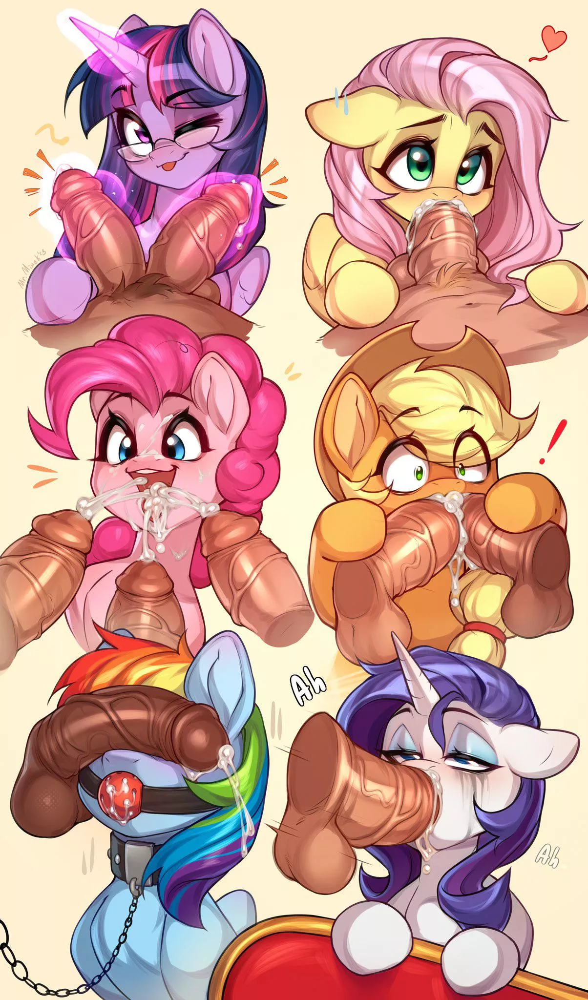 The Mane 6 all hard at work~ (minekoO6)