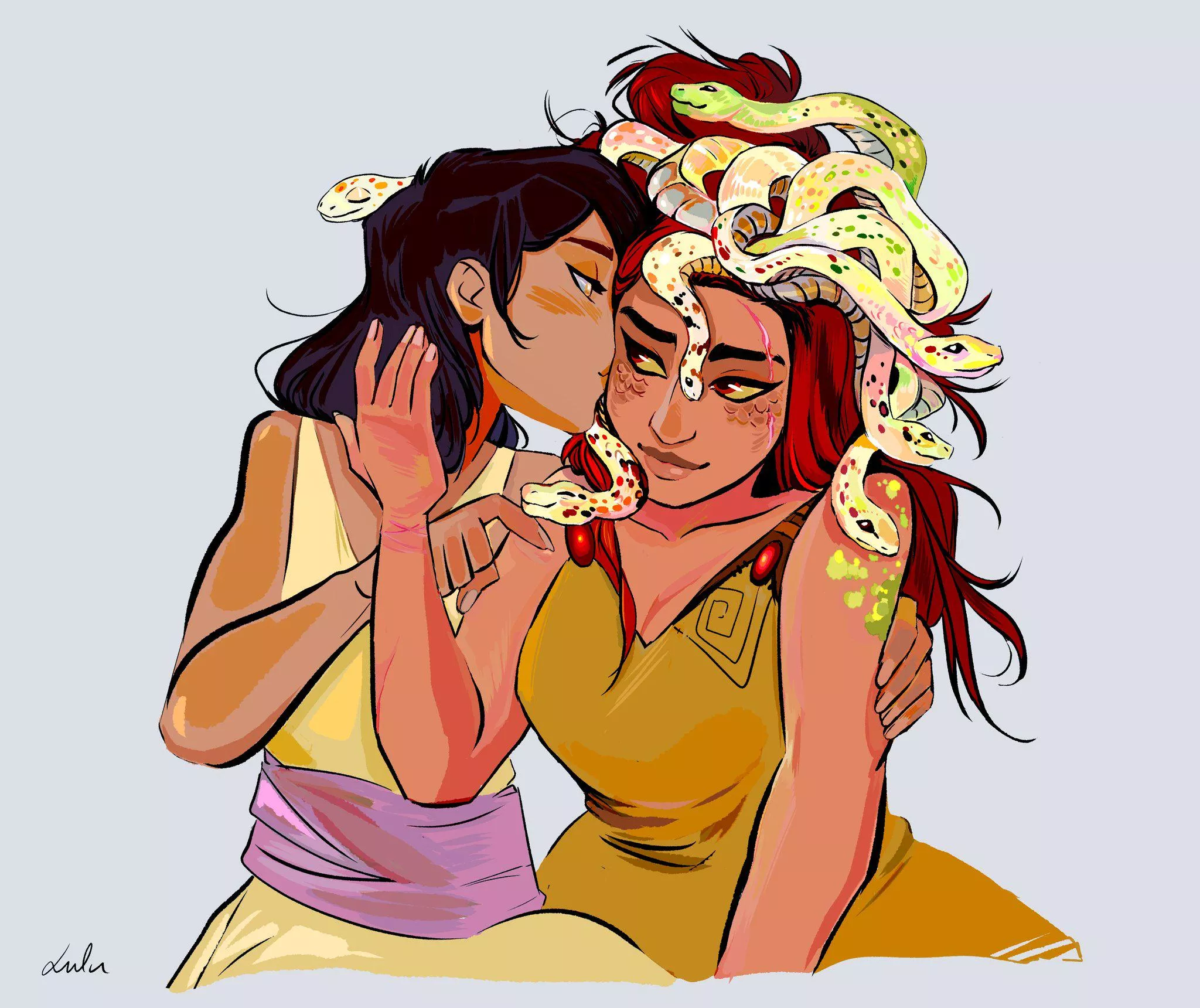 [SFW] Medusa and her blind girlfriend (Thereinalulu)