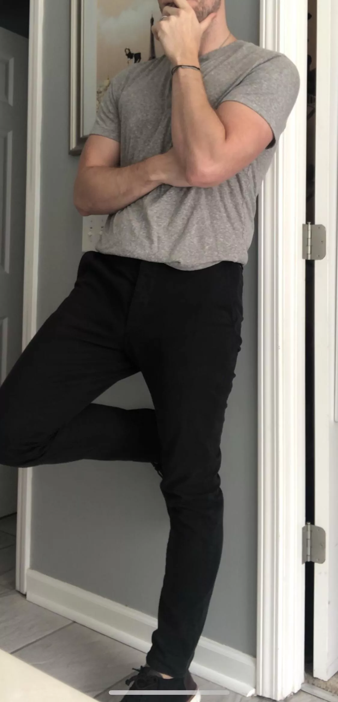 [33] Don’t mind me! Just trying on some new fits for France next month. You like?