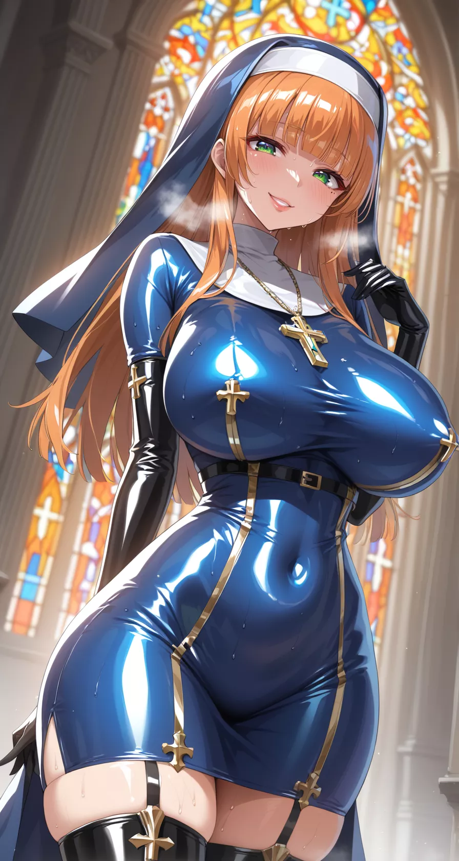 Blue Latex Nun